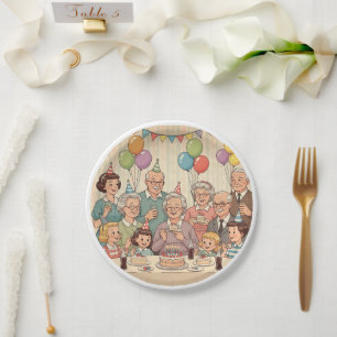 Alles Gute zum Geburtstag Oma Vintage-Design Pappteller