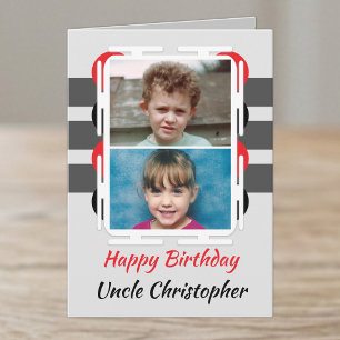 Alles Gute zum Geburtstag Onkel 2 Foto rot grau Karte