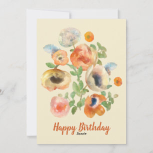 Alles Gute zum Geburtstag Orange Frühlingsblumen Feiertagskarte