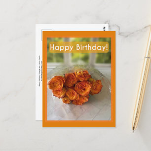 Alles Gute zum Geburtstag! Orange und gelbe Rosen Postkarte