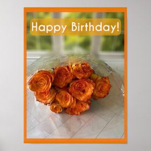 Alles Gute zum Geburtstag! Orangen- und Gelrosen Poster