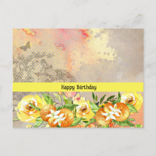 Alles Gute zum Geburtstag Orangen und Rosen Postka Postkarte