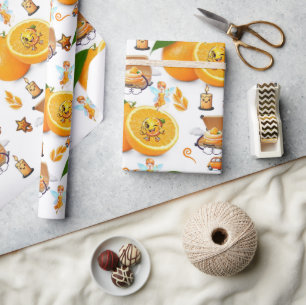 Alles Gute zum Geburtstag Oranges Cake Kerze Gesch Geschenkpapier