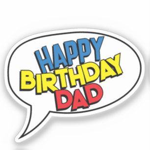 ALLES GUTE ZUM GEBURTSTAG PAPA Comic Buch Pop Art  Aufkleber