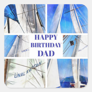 Alles Gute zum Geburtstag Papa Künstlerische Segel Quadratischer Aufkleber