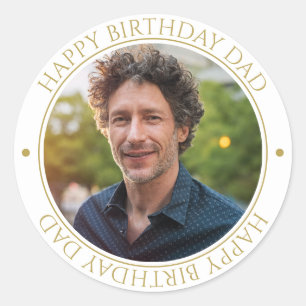 Alles Gute zum Geburtstag Papa Modern Elegant Foto Runder Aufkleber