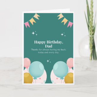 Alles Gute zum Geburtstag Papa Teal Balloon Card Karte