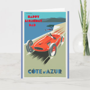 Alles Gute zum Geburtstag Papa Vintage-Rennwagen V Karte