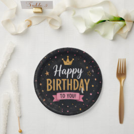 Alles Gute zum Geburtstag Papier Teller Schwarz &