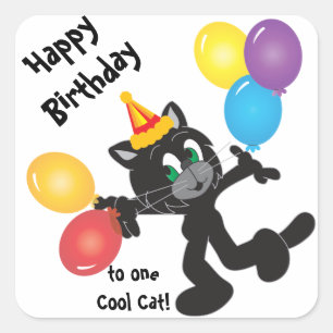 Alles Gute zum Geburtstag Party Cool Cat Stickers