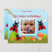 Alles Gute zum Geburtstag Party mit Ladybug Einladung (Vorne/Hinten)