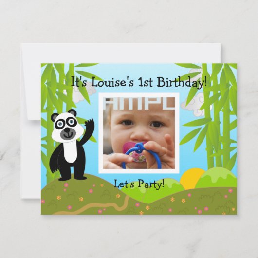 Alles Gute zum Geburtstag Party mit Panda Einladung (Vorderseite)