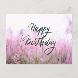Alles Gute zum Geburtstag Pastell Rosa Wildblumen  Postkarte