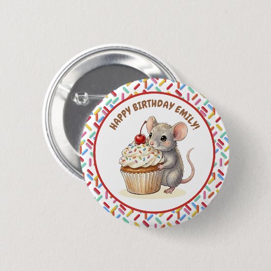 Alles Gute zum Geburtstag Personalisierte Maus & C Button (Vorne & Hinten)