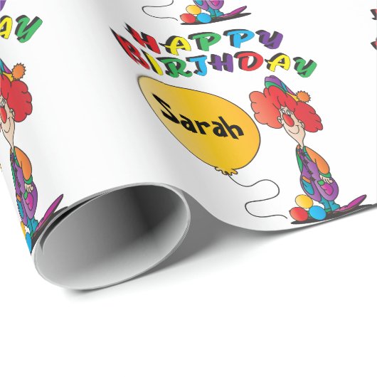 Alles Gute zum Geburtstag personifizieren Clown Geschenkpapier (Rolleneckpunkt)