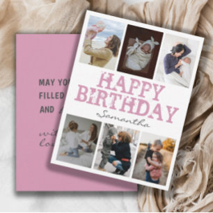 Alles Gute zum Geburtstag Pink 6 Foto Collage Gruß