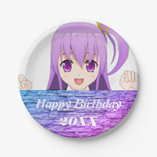 Alles Gute zum Geburtstag pink lila Animation Pappteller
