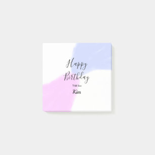 Alles Gute zum Geburtstag pink lila pastell name e Post-it Klebezettel