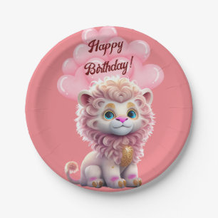 Alles Gute zum Geburtstag Pink Lion Pappteller