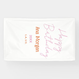 ALLES GUTE ZUM GEBURTSTAG PINK ORANGE NAME EINFACH BANNER