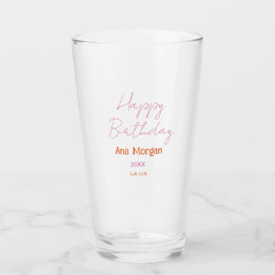 ALLES GUTE ZUM GEBURTSTAG PINK ORANGE NAME EINFACH GLAS