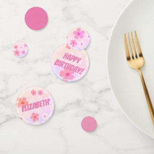 Alles Gute zum Geburtstag Pink Peach Flower Power Konfetti