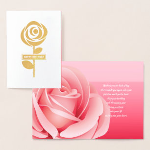 Alles Gute zum Geburtstag. Pink Rose Real Foil Lux Folienkarte