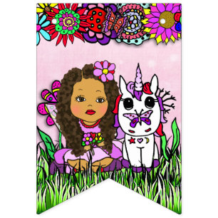 Alles Gute zum Geburtstag Pink und Purple Einhorn  Wimpelkette