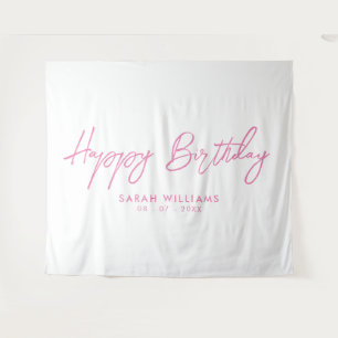 Alles Gute zum Geburtstag Pink und White Modern Sc Wandteppich