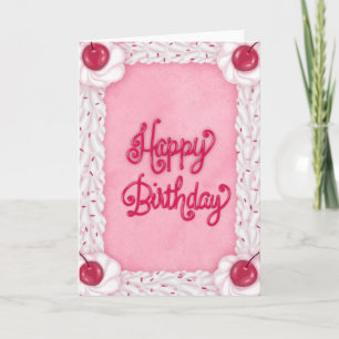 Alles Gute zum Geburtstag Pinke Torte Karte Kirsch