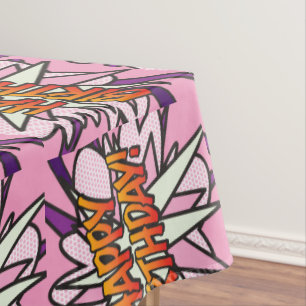 ALLES GUTE ZUM GEBURTSTAG Pinker Spaß Retro-Comic- Tischdecke