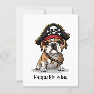 Alles Gute zum Geburtstag Pirat English Bulldog To Postkarte