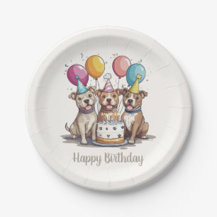 Alles Gute zum Geburtstag Pit Bull Hunde Pappteller