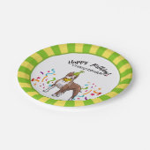 Alles Gute zum Geburtstag Pitbull helles Pappteller (Schrägansicht)