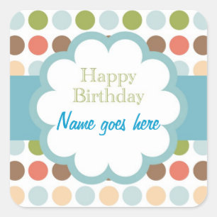 Alles Gute zum Geburtstag (poka Punkte) Quadratischer Aufkleber