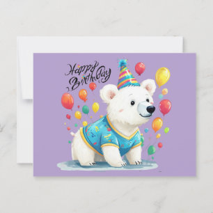 Alles Gute zum Geburtstag Polar Bär Ballons Party  Postkarte