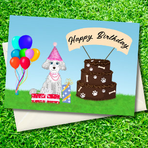 Alles Gute zum Geburtstag Poodle mit Geburtstagsku Karte