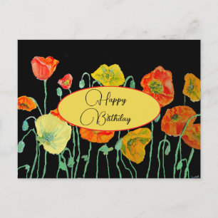 Alles Gute zum Geburtstag Poppy floral Rot Gelb Po Postkarte