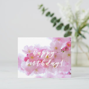 Alles Gute zum Geburtstag! Postkarte mit rosa Kirs
