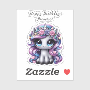 Alles Gute zum Geburtstag, Prinzessin! Glitzer Pon Aufkleber