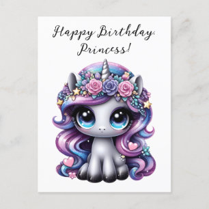 Alles Gute zum Geburtstag, Prinzessin! Glitzer Pon Postkarte