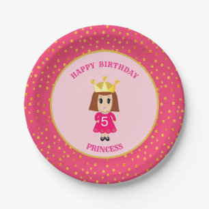 Alles Gute zum Geburtstag Prinzessin & Goldene Kon Pappteller
