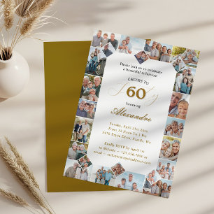 Alles Gute zum Geburtstag Prost auf 60 Jahre Foto- Einladung