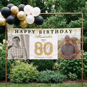 Alles Gute zum Geburtstag, Prost auf 80 Jahre Foto Banner