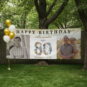 Alles Gute zum Geburtstag, Prost auf 80 Jahre Foto Banner