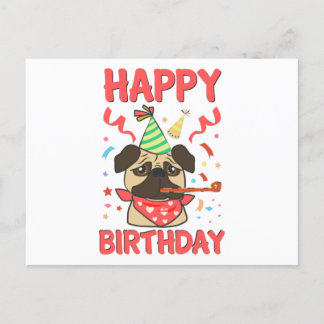 Alles Gute zum Geburtstag Pug Bulldog Postkarte