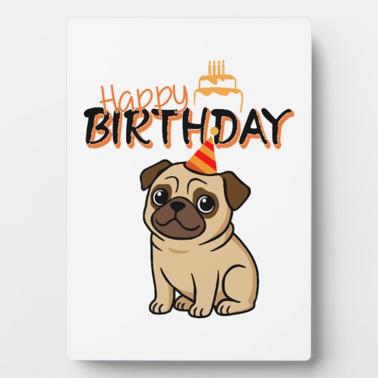 ALLES GUTE ZUM GEBURTSTAG PUG FOTOPLATTE (Vorderseite)