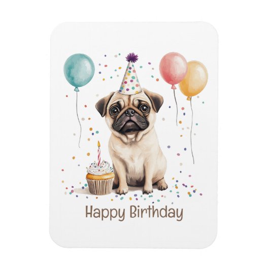 Alles Gute zum Geburtstag Pug Hund Magnet (Vertikal)