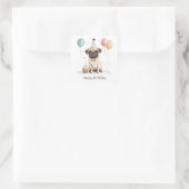 Alles Gute zum Geburtstag Pug Hund Quadratischer Aufkleber (Tasche)