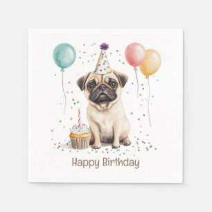 Alles Gute zum Geburtstag Pug Hund Serviette